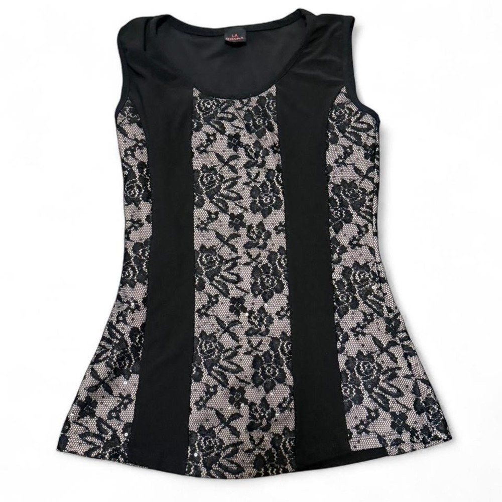Y2K Whimsygoth Sz S Black Lace Tank Dark Fairy Alt Grunge